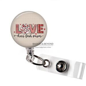 🐾❤️ Love Has Four Paws Badge Reel | Dog & Cat Lover Retractable ID Holder